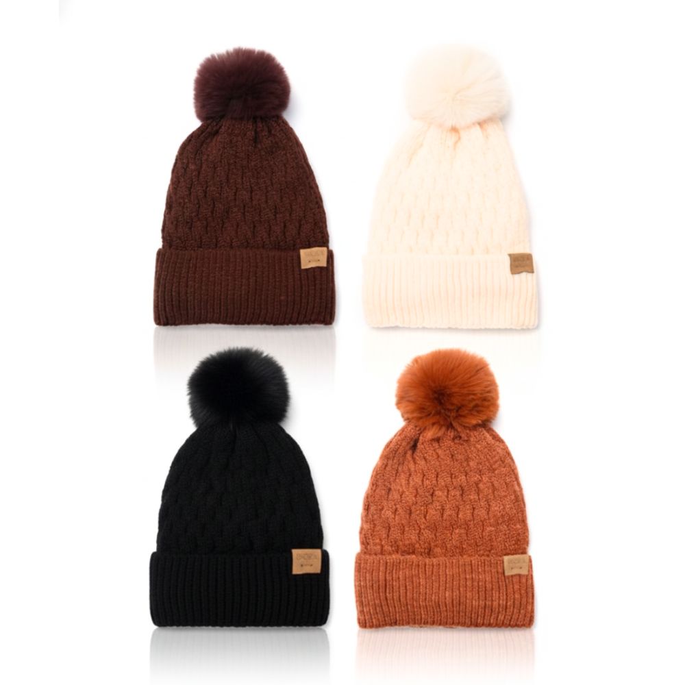 GORRO TEJIDO MUJER C/POMPON INT PIEL 43778 DAO