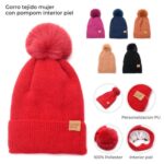 GORRO TEJIDO MUJER C/ POMPON INTERIOR PIEL ART 43783 DAO