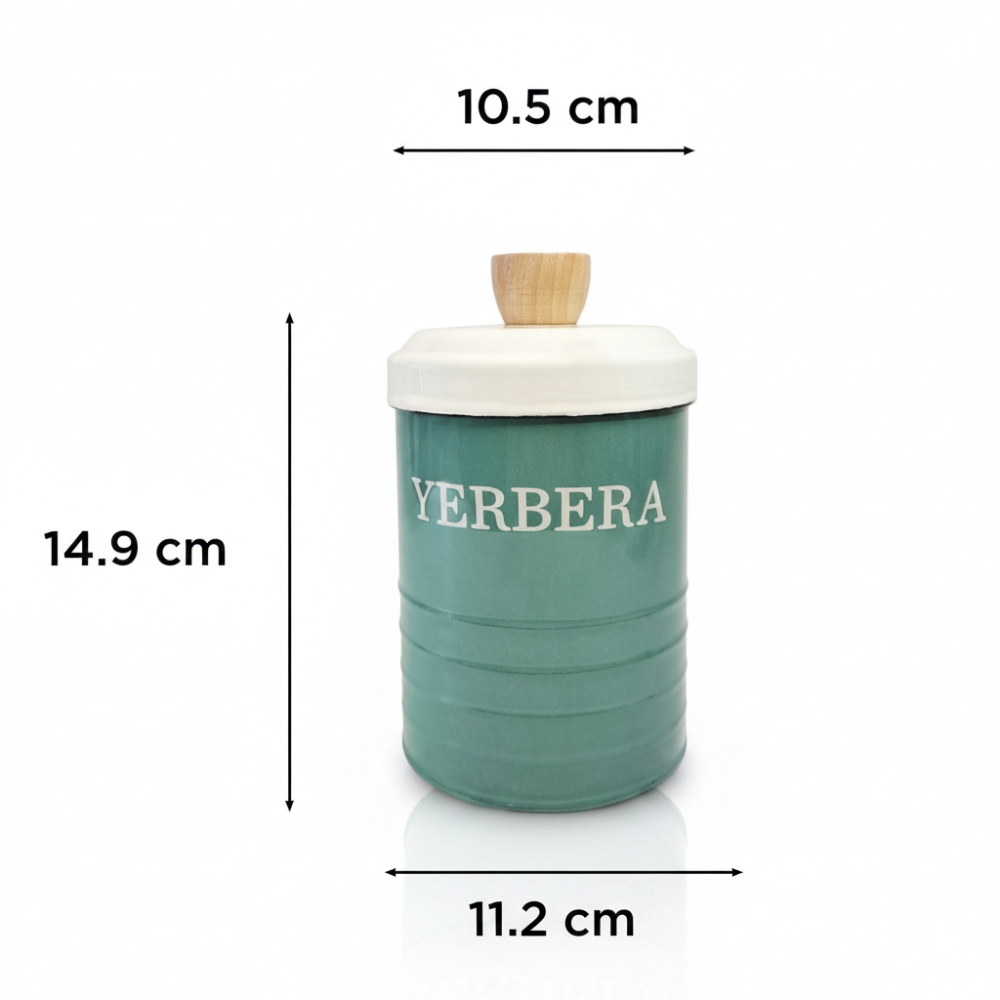 FRASCO ENLOZADO VERDE C/TAPA YERBA Ø 15CM ART FG240130 DAO