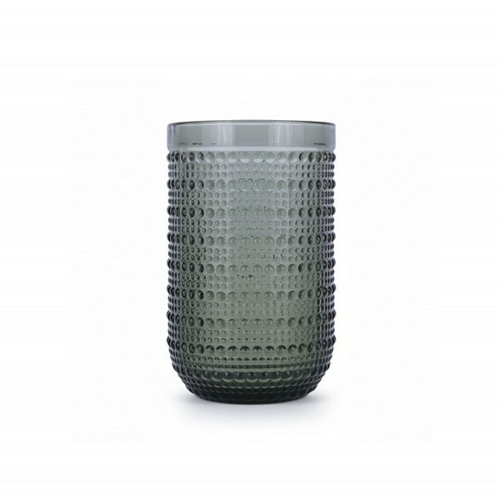 VASO VIDRIO ALTO C/PUNTOS GRIS XUND 8X13CM ART FB10016 DAO