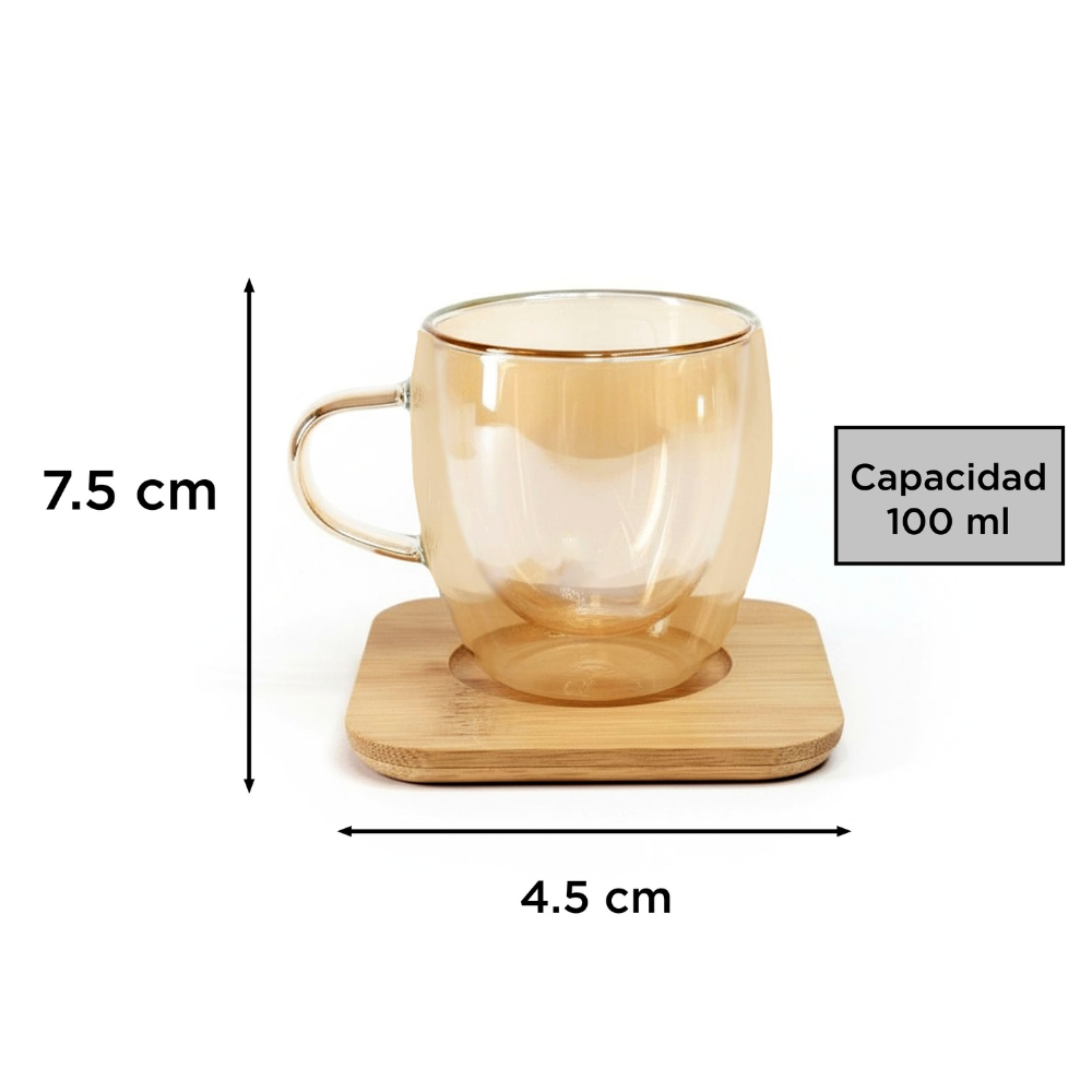 TAZA DOBLE VIDIRO TORNASOL C/BASE MAD 100ML ART SO100119 DAO