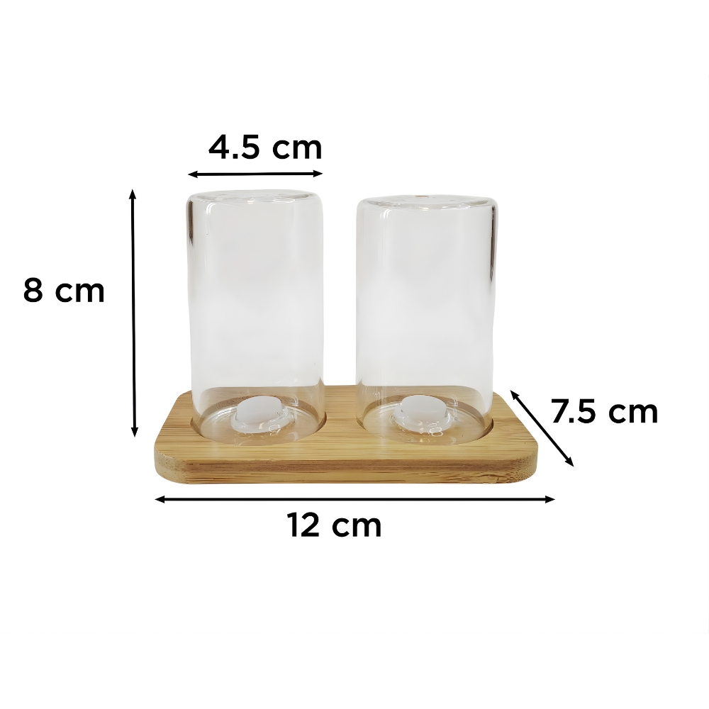SALERO PIMENTERO VIDRIO C/BASE MADERA 8X4.5 ART SO100169 DAO