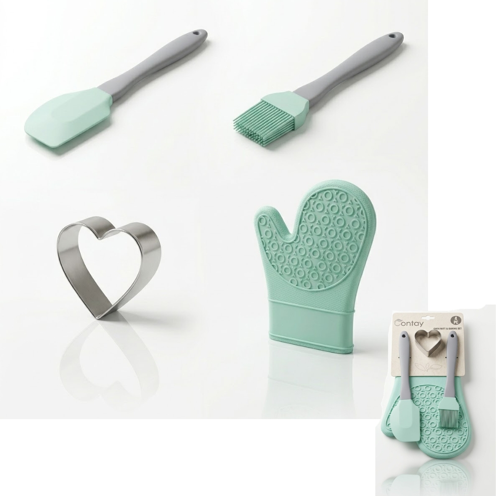 SET 4PCS GUANTE SILICONA C/ACCESORIOS ART CN20849 DAO