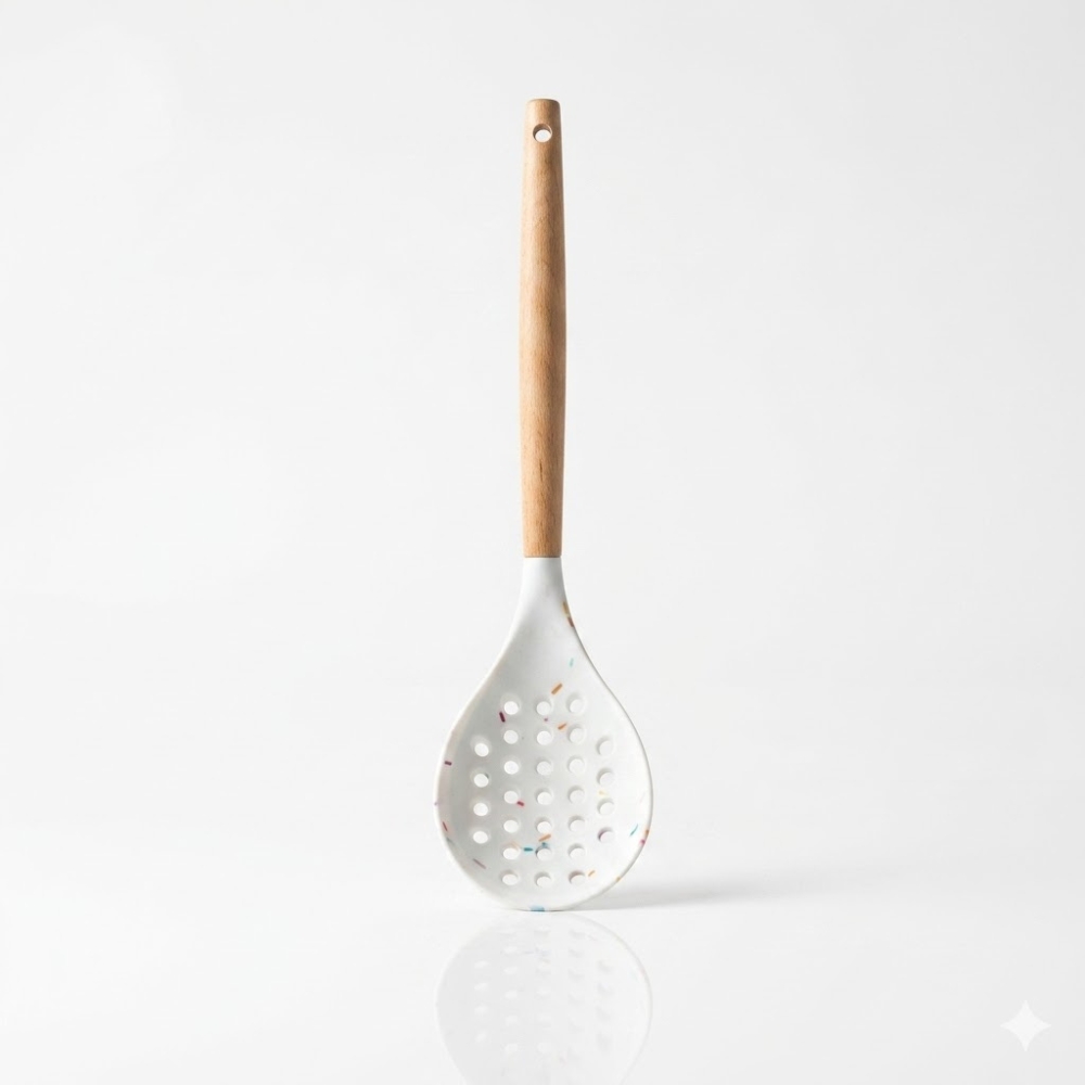 ESPUMADERA DE SILICONA C/MANGO MADERA 32CM ART DL11004 DAO