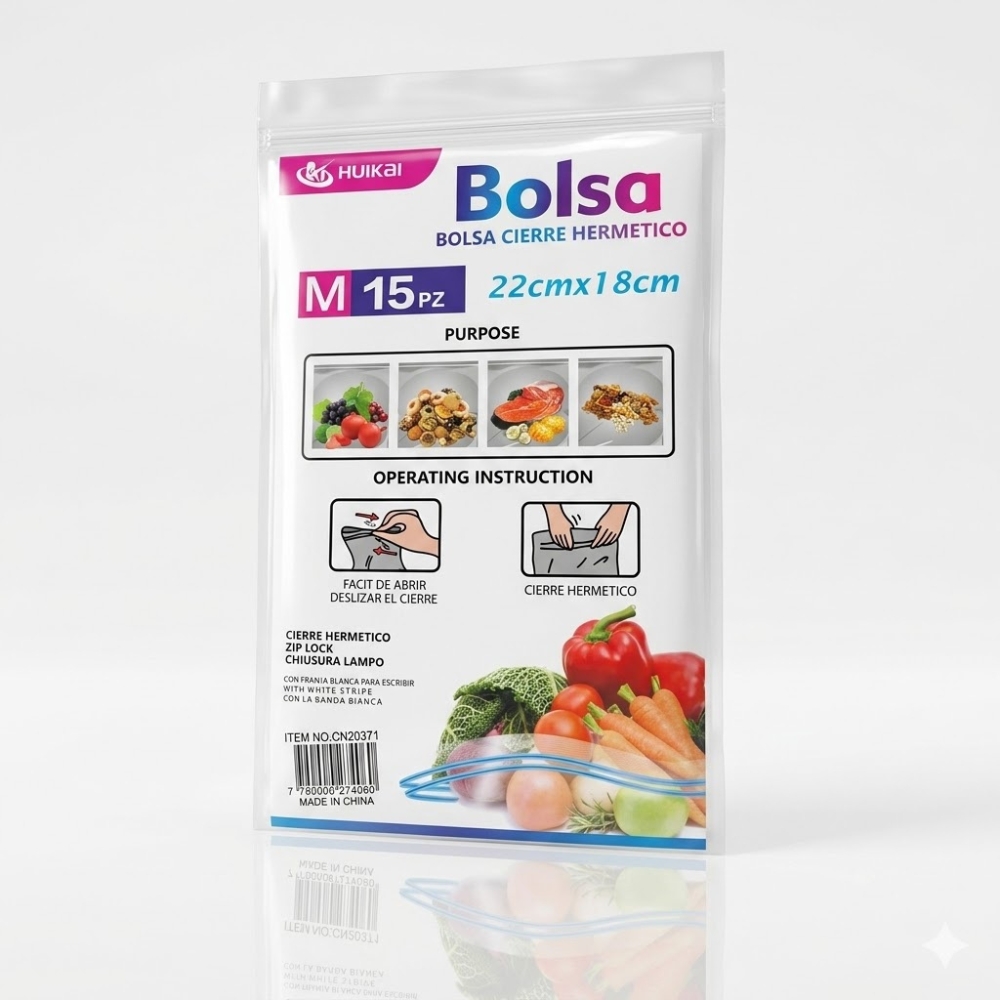 SET X 15 BOLSAS C/CIERRE HERMETICO 22x18CM ART CN20371 DAO