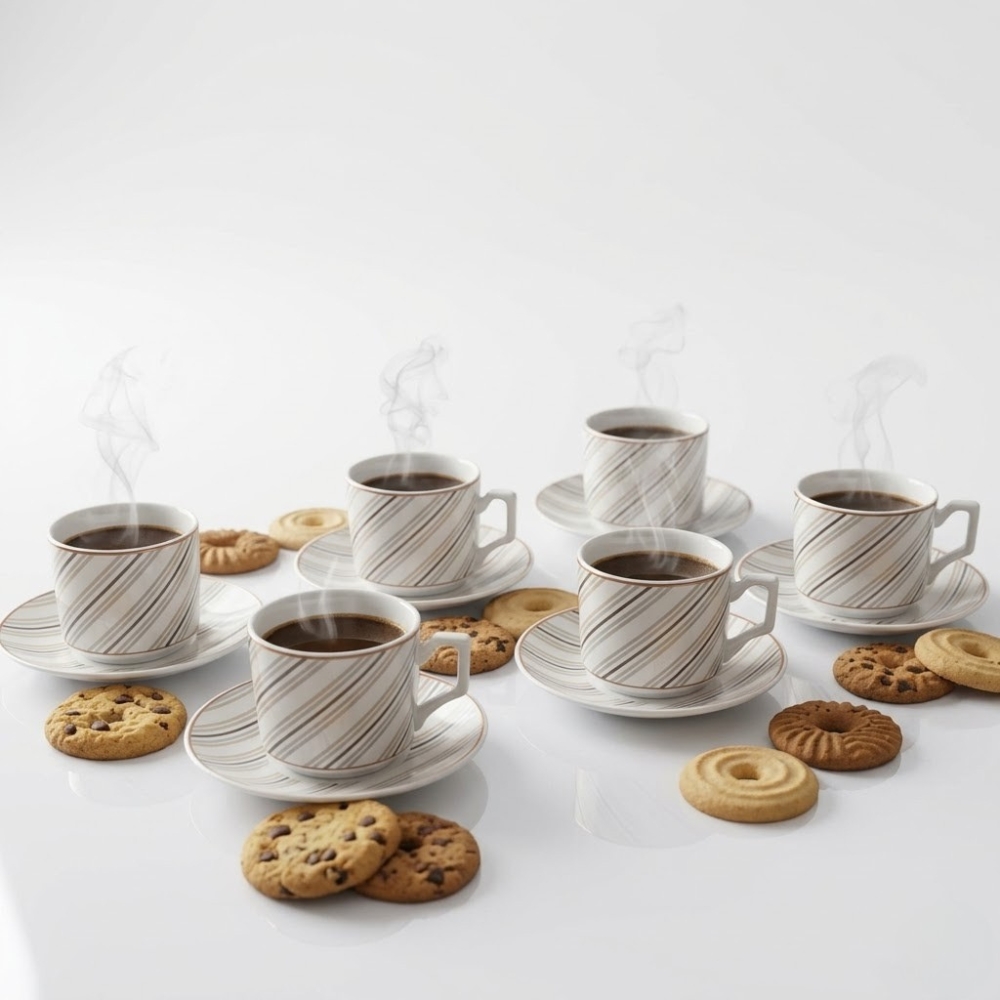 SETX12 PCS JUEGO CAFE PORCELANA ESTL RAYAS ART 4266768 EAO