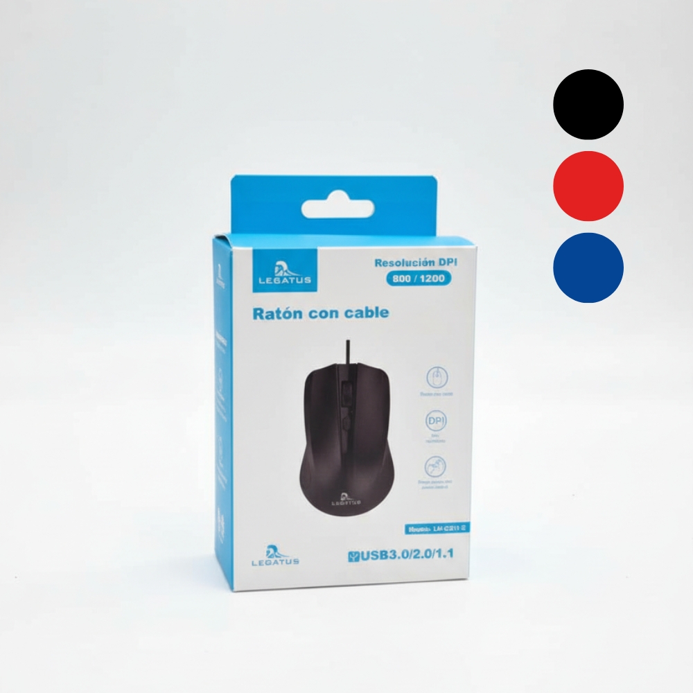 MOUSE CON CABLE VARIOS COLORES ART LMG211-E EAO