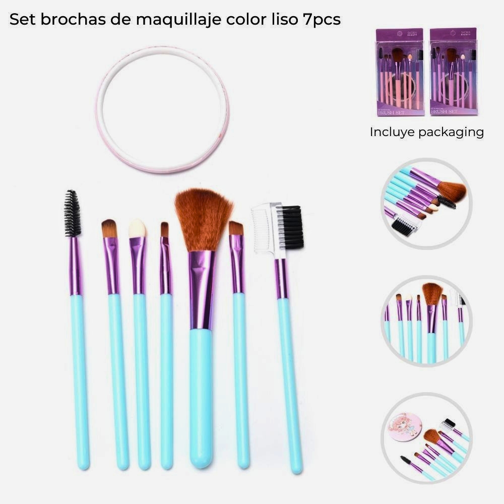 SET BROCHAS DE MAQUILLAJE Y ESPEJO X8 UND ART 44020 EAO