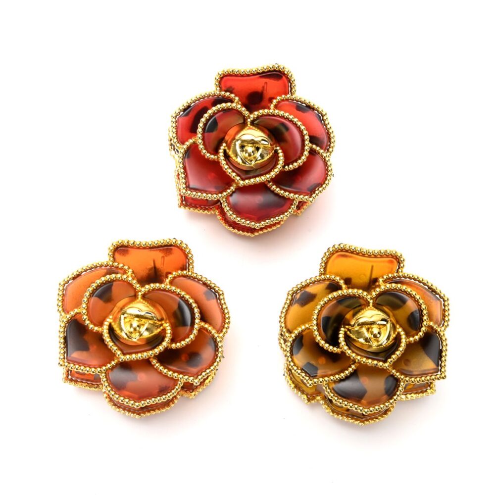 BROCHE DE PELO ROSA C/DORADO PL-1628-20 DAO