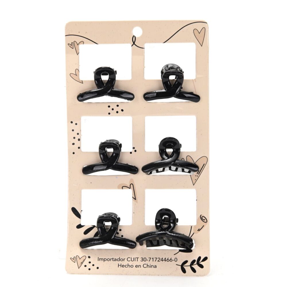 BROCHES DE PELO NEGROS X6 PL-1630-21 DAO