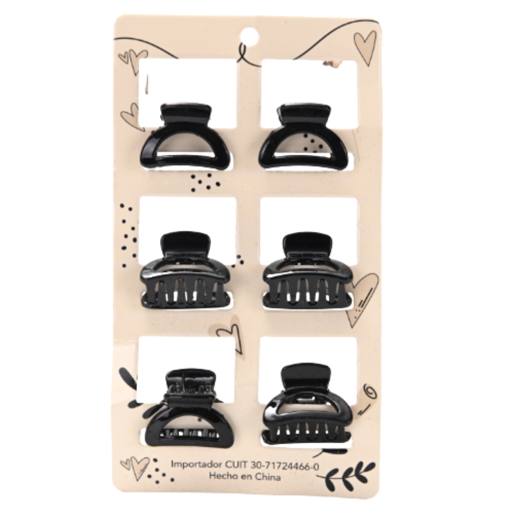 BROCHES DE PELO NEGROS X6 PL-1630-23 DAO