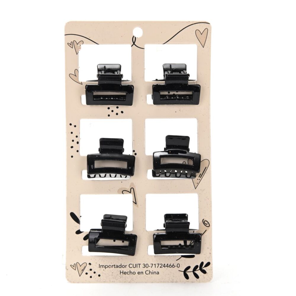 BROCHES DE PELO NEGROS X6 PL-1630-22 DAO