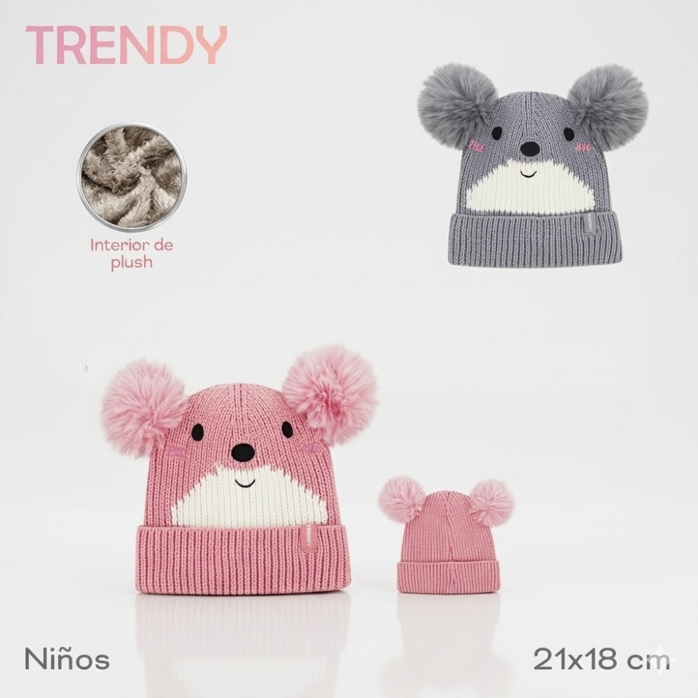 GORRO INFANTIL OSITO ROSA TRENDY ART 31103 DAO