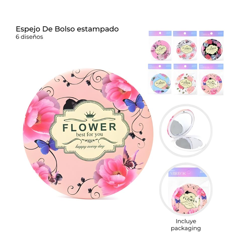 ESPEJO DE BOLSO ESTAMPADO ART 39016 DAO
