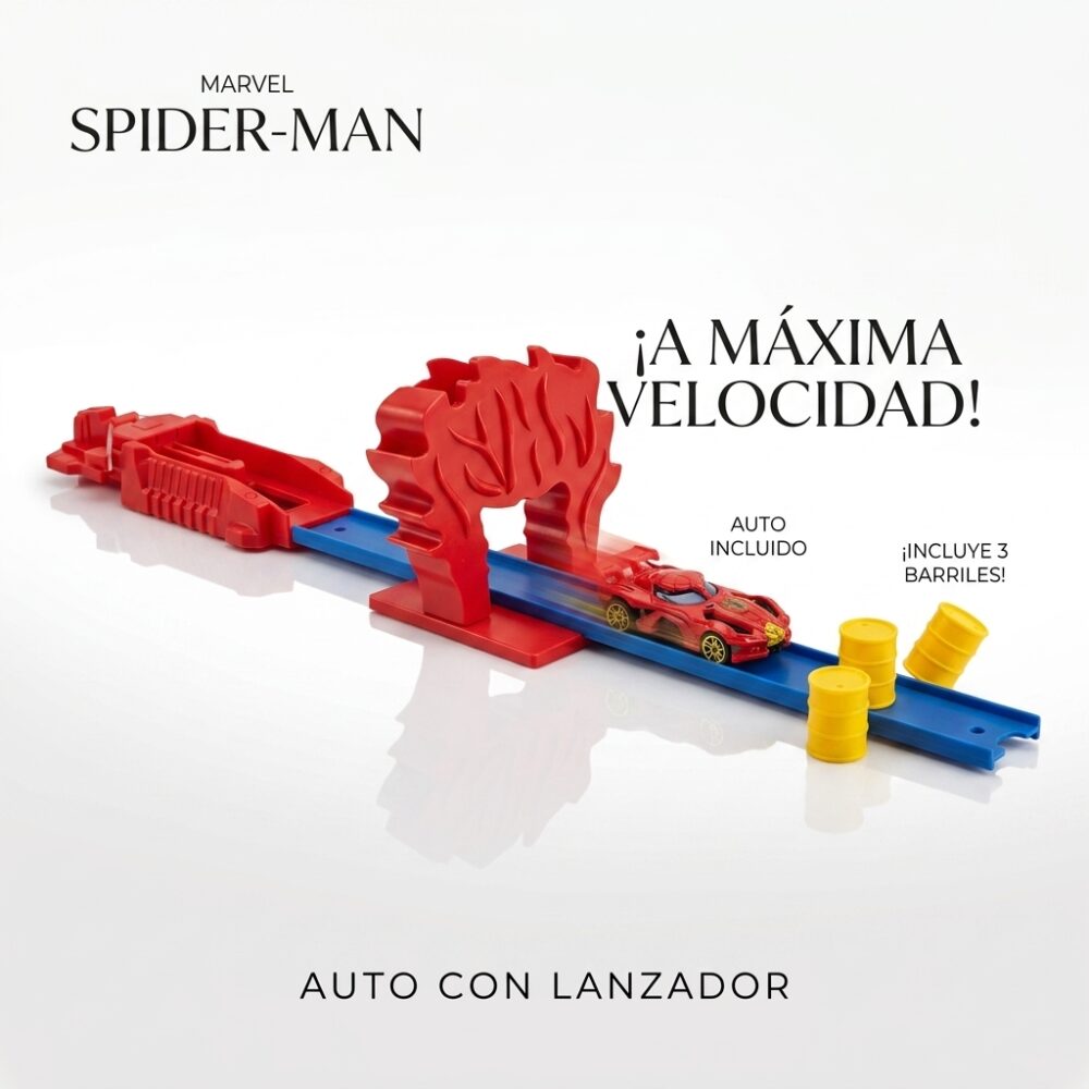 LANZADOR CON AUTITO METALICO SPIDERMAN ART 57604 FAO