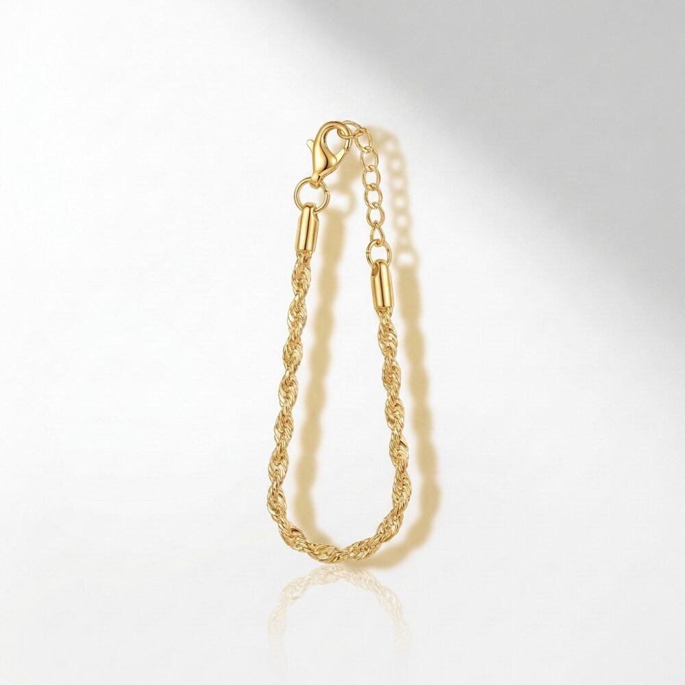 PULSERA ACERO DORADO TRENZADA FINA APU255D GAO