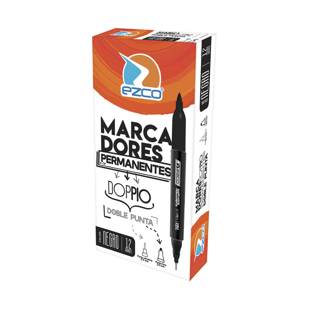 MARCADOR DOBLE PUNTA DOPPIO NEGRO ART 403200-N IAO