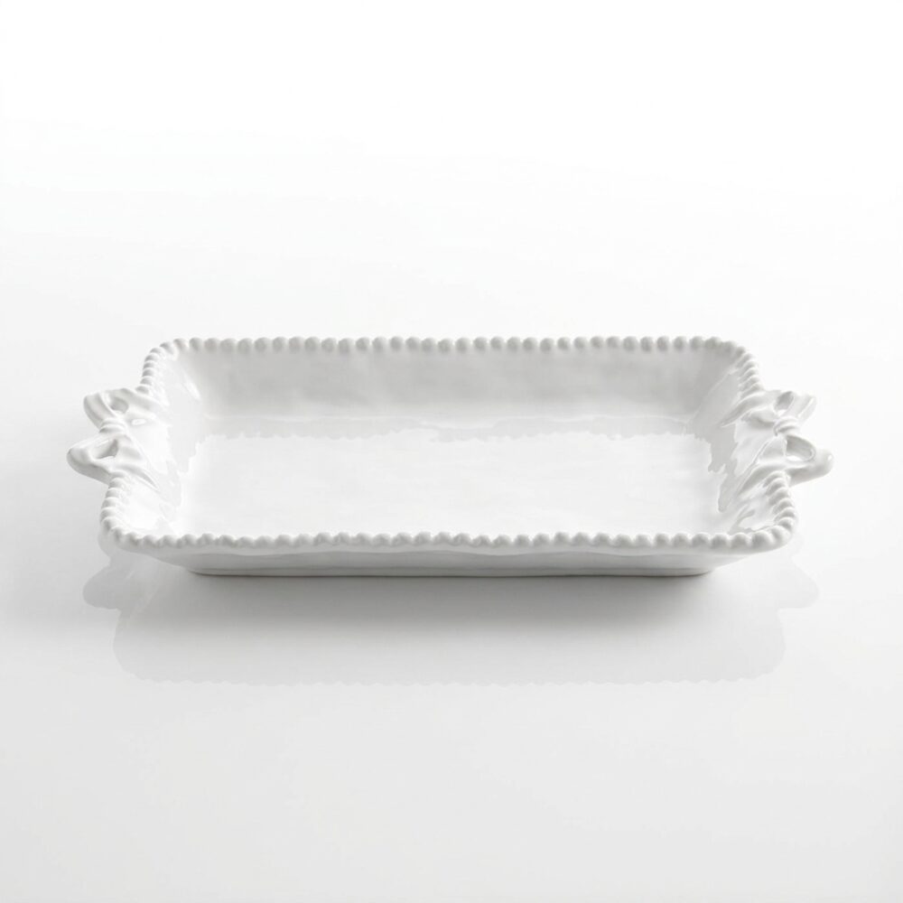 BANDEJA PORCELANA C/MANGO MOÑO 25x14x2CM ART 101976 IAO