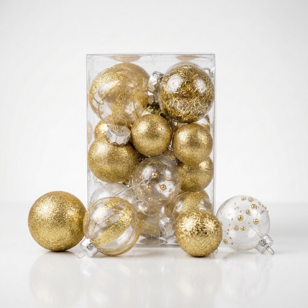 BOLA NAVIDEÑA DORADAS X22PCS 7/6/5CM ART 4956331 NAVI IAO