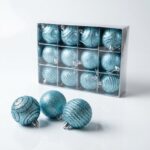 BOLA NAVIDEÑA CELESTE x12PCS 6CM ART 704844E NAVI IAO