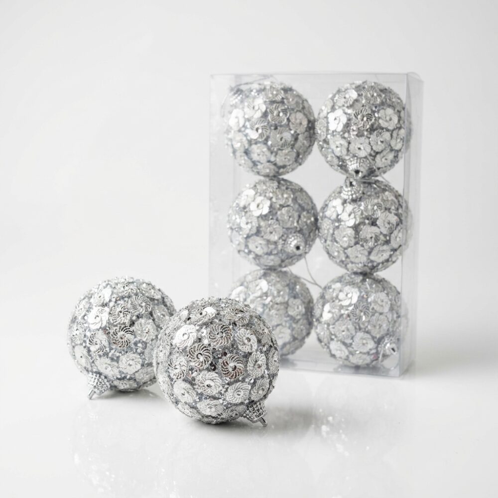 BOLA NAVIDEÑA PLATEADA ET x6 PCS 6CM ART 703461 NAVI IAO