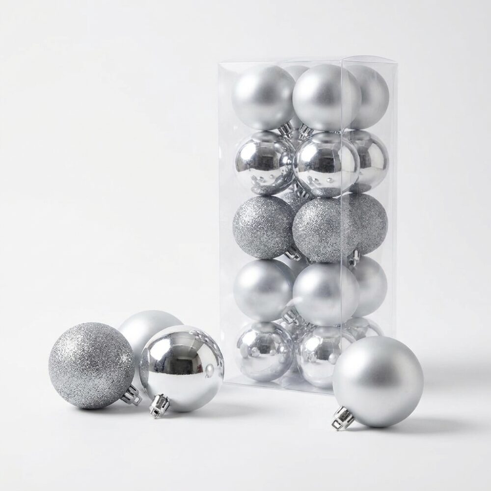 BOLA NAVIDEÑA PLATEADA ET x20 PCS 6CM ART 704871B NAVI IAO