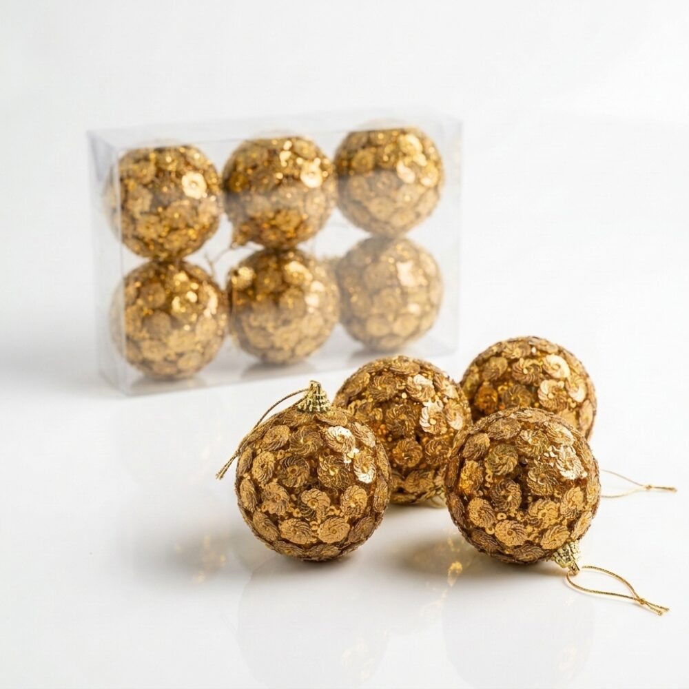 BOLA NAVIDEÑA DORADA SET x6 PCS 6CM ART 703435 NAVI IAO