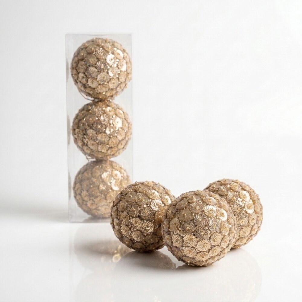BOLA NAVIDEÑA CHAMPAGNE SET x3 PCS 8CM ART 703529 NAVI IAO