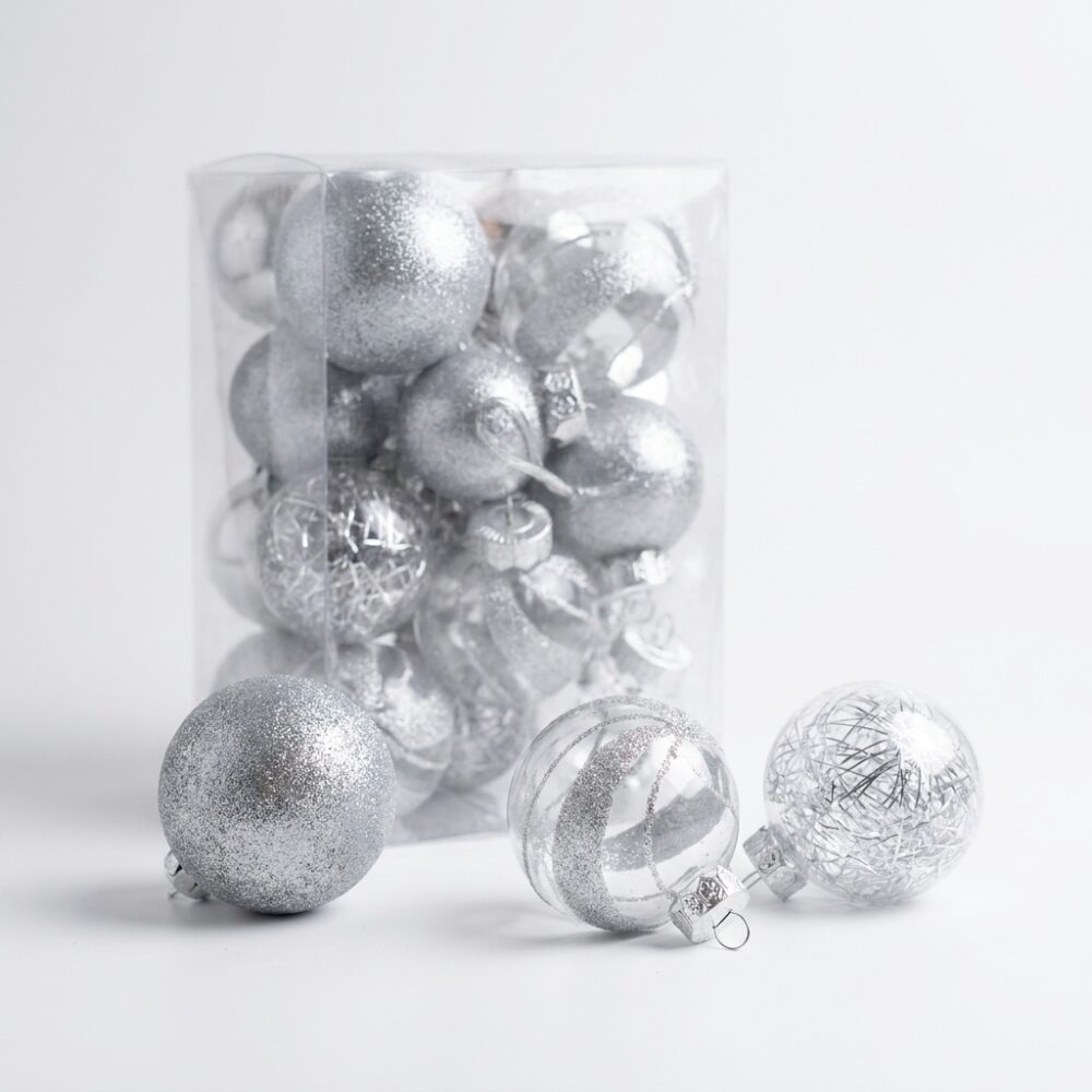 BOLA NAVIDEÑA PLATEADO SET x22 PCS 7/6/5CM 4956349 NAVI IAO