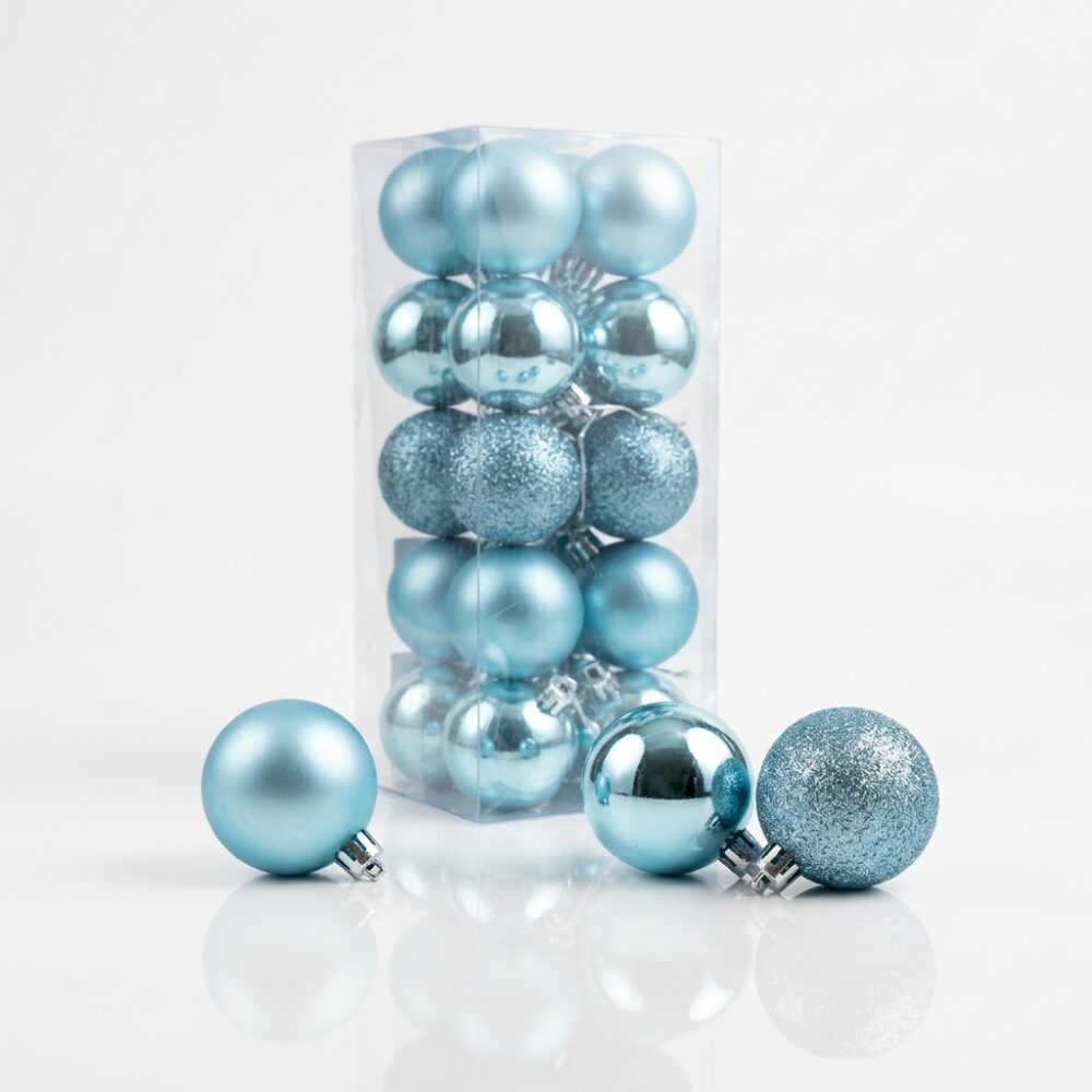 BOLA NAVIDEÑA CELESTE SET x20 PCS 5CM ART 704863E NAVI IAO