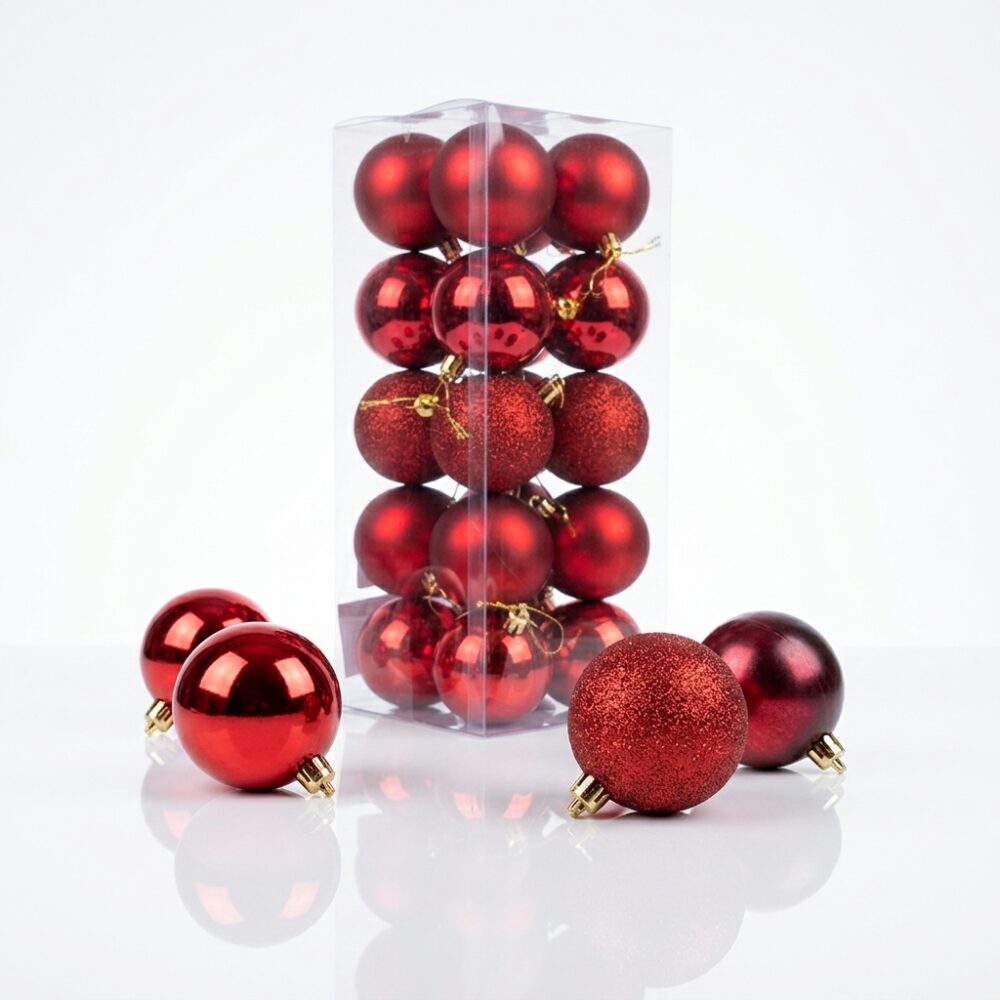BOLA NAVIDEÑA ROJO SET x20 PCS 6CM ART 704871C NAVI IAO