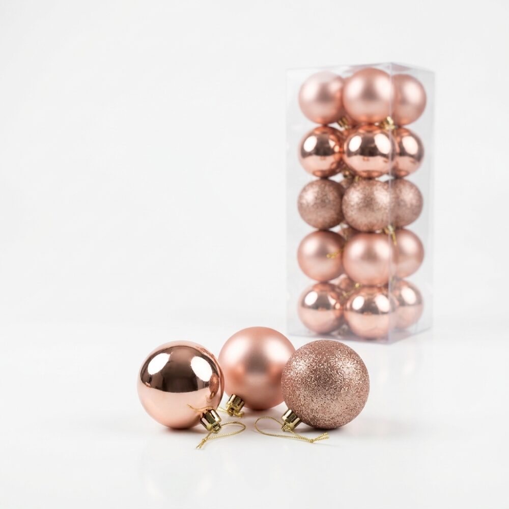 BOLA NAVIDEÑA ROSA VIEJO SET x20 PCS 6CM 704871A NAVI IAO