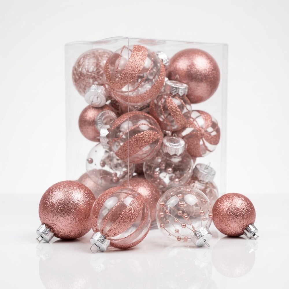 BOLA NAVIDEÑA ROSA VIEJO SET x22 PCS 7/6/CM 4956312 NAVI IAO