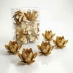 BOLA NAVIDEÑA FLORES DORADA x6 PCS 6CM ART 703351 NAVI IAO