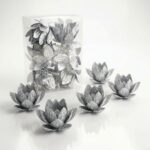 BOLA NAVIDEÑA FLORES PLATEADA x6 PCS 6CM 703380 NAVI IAO