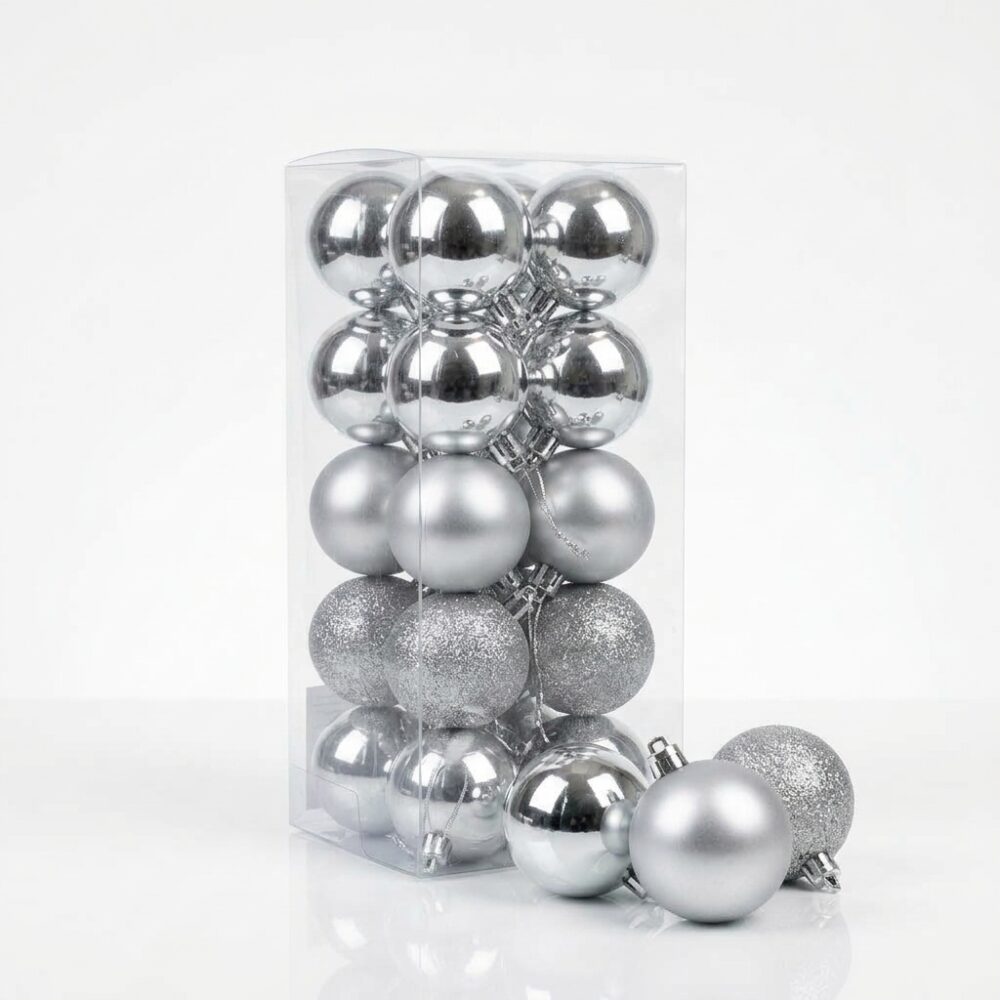 BOLA NAVIDEÑA PLATEADA SET x20 PCS 5CM 704863B NAVI IAO