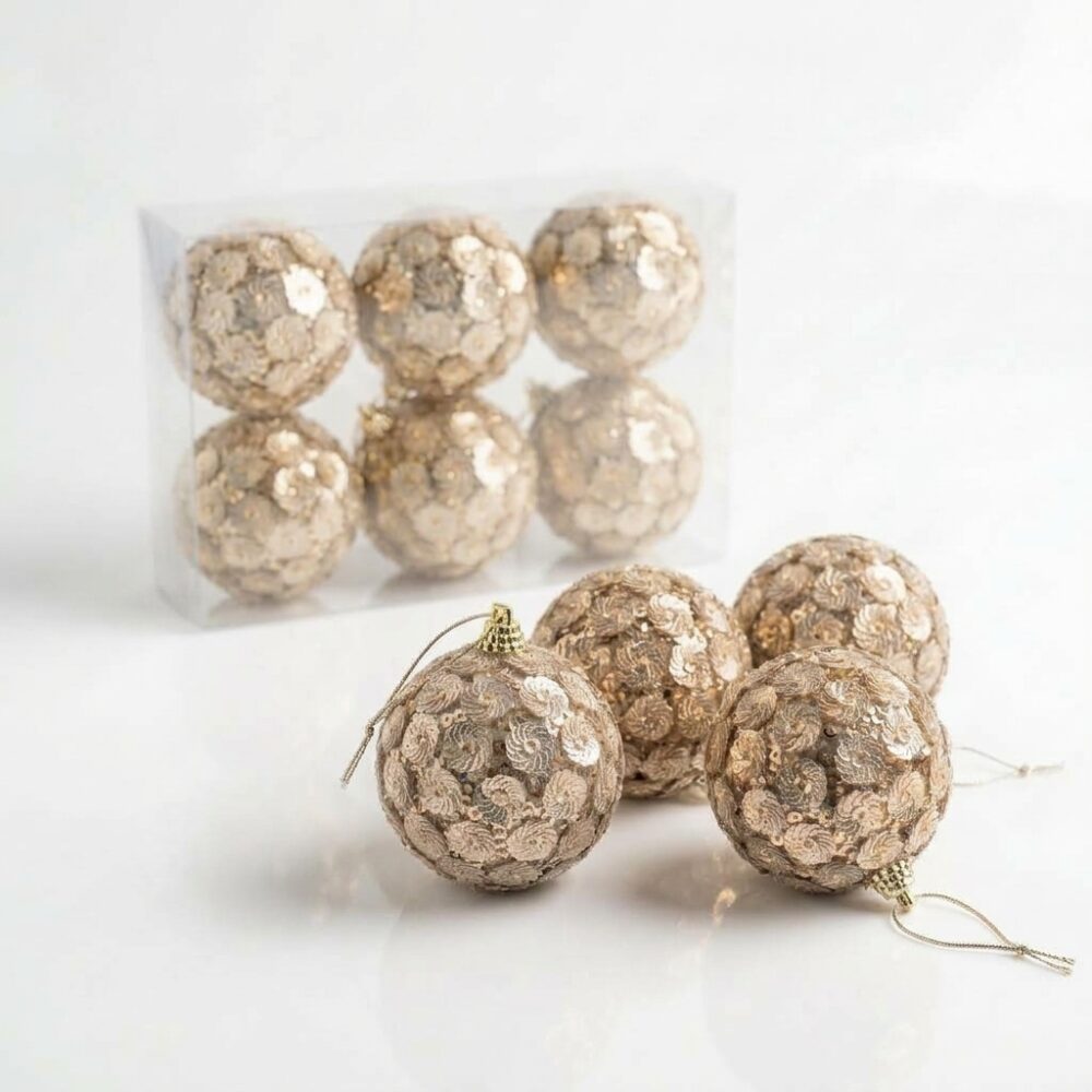 BOLA NAVIDEÑA CHAMPAGNE SET x6 PCS 6CM ART 703442 NAVI IAO