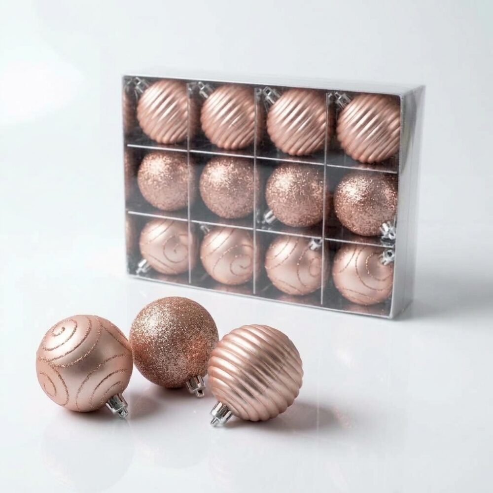 BOLA NAVIDEÑA ROSA VIEJO x12PCS 6CM ART 704844A NAVI IAO