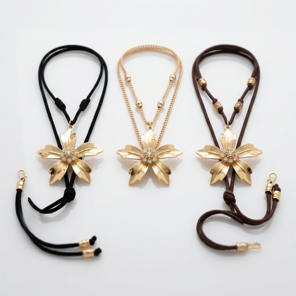 COLLAR DE GAMUZA DIJE FLOR ART BP0852 IAO