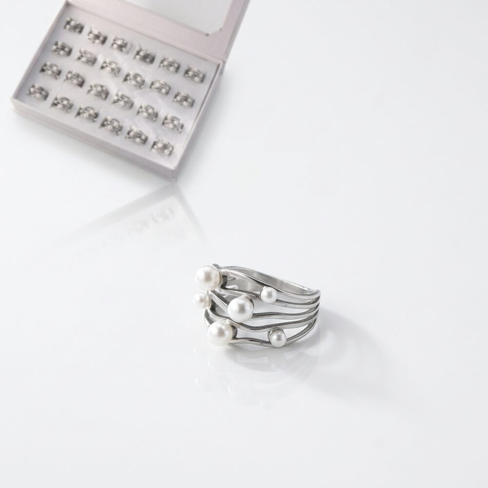 ANILLO ACERO BCO C/PERLAS AN2210P IAO