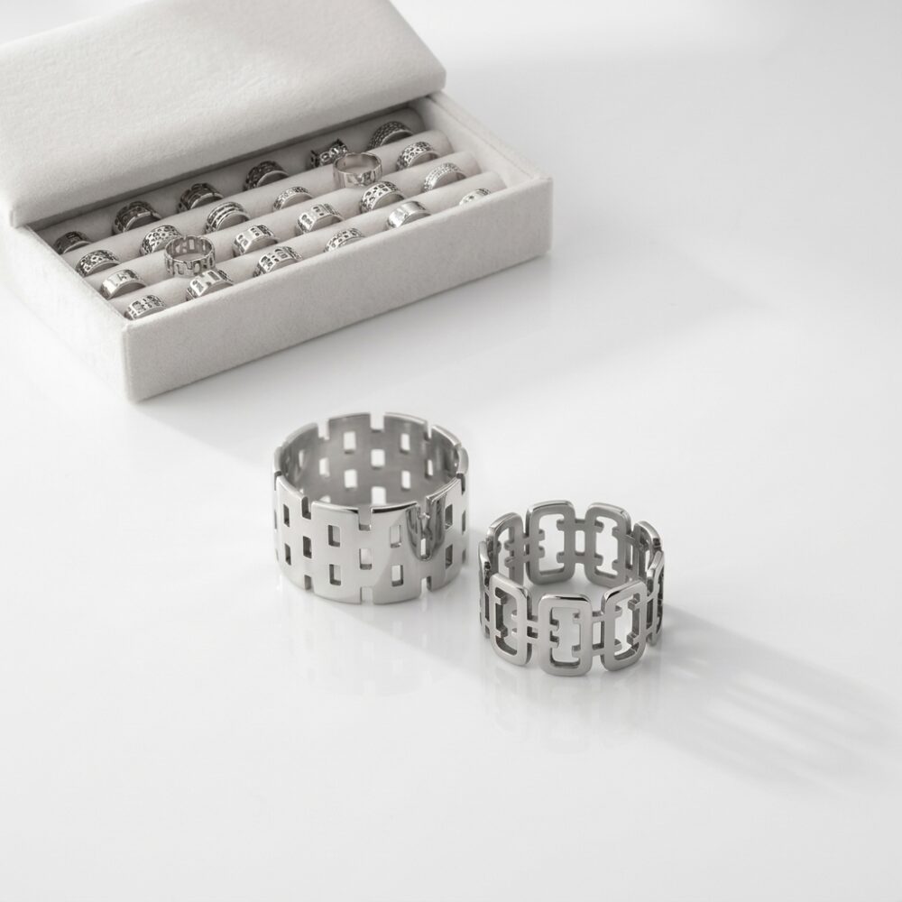 ANILLO ACERO BCO GRUESO CALADO AN2213P IAO