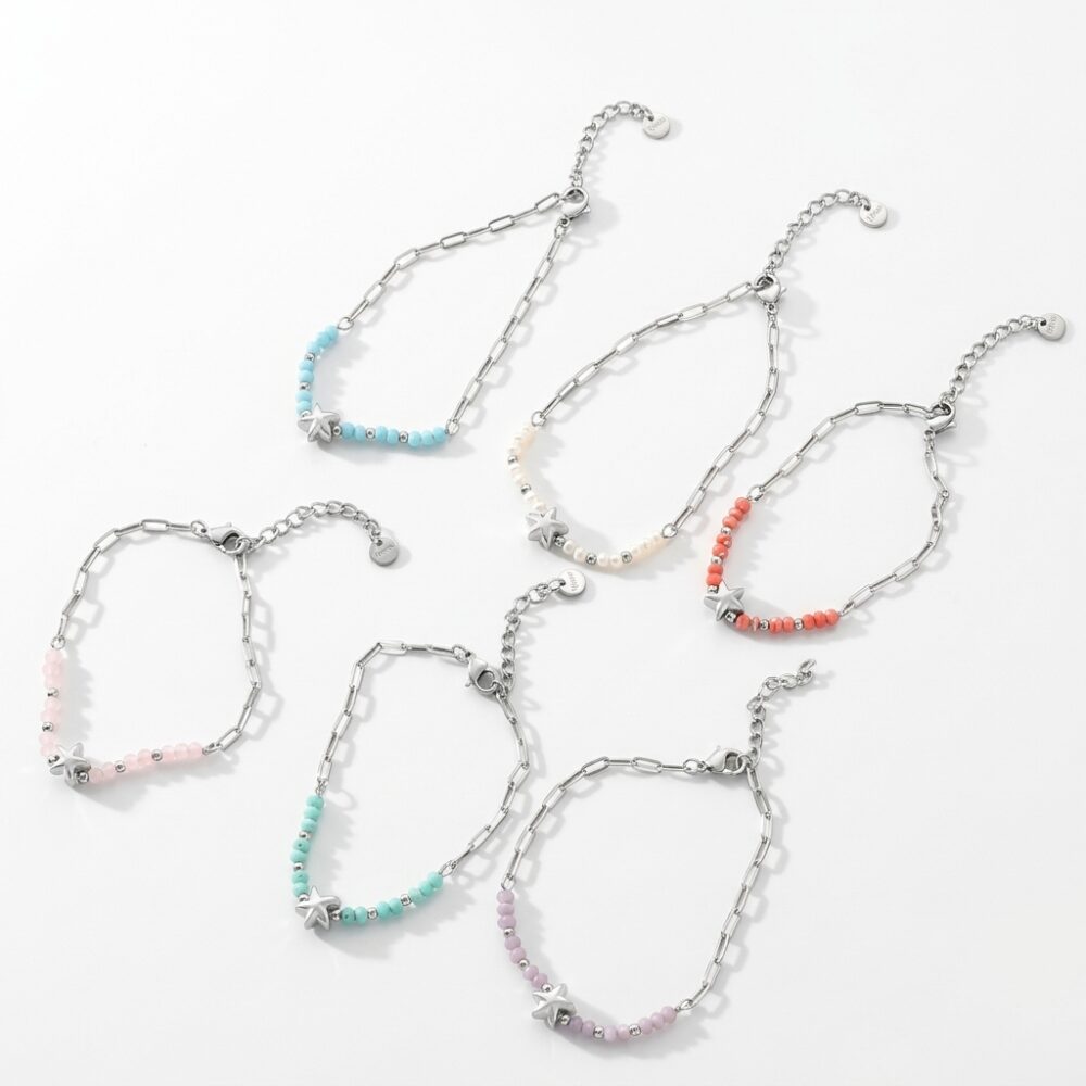 PULSERA ACERO BCO COMBINADA C/CRISTAL Y DIJE APUDI629P IAO