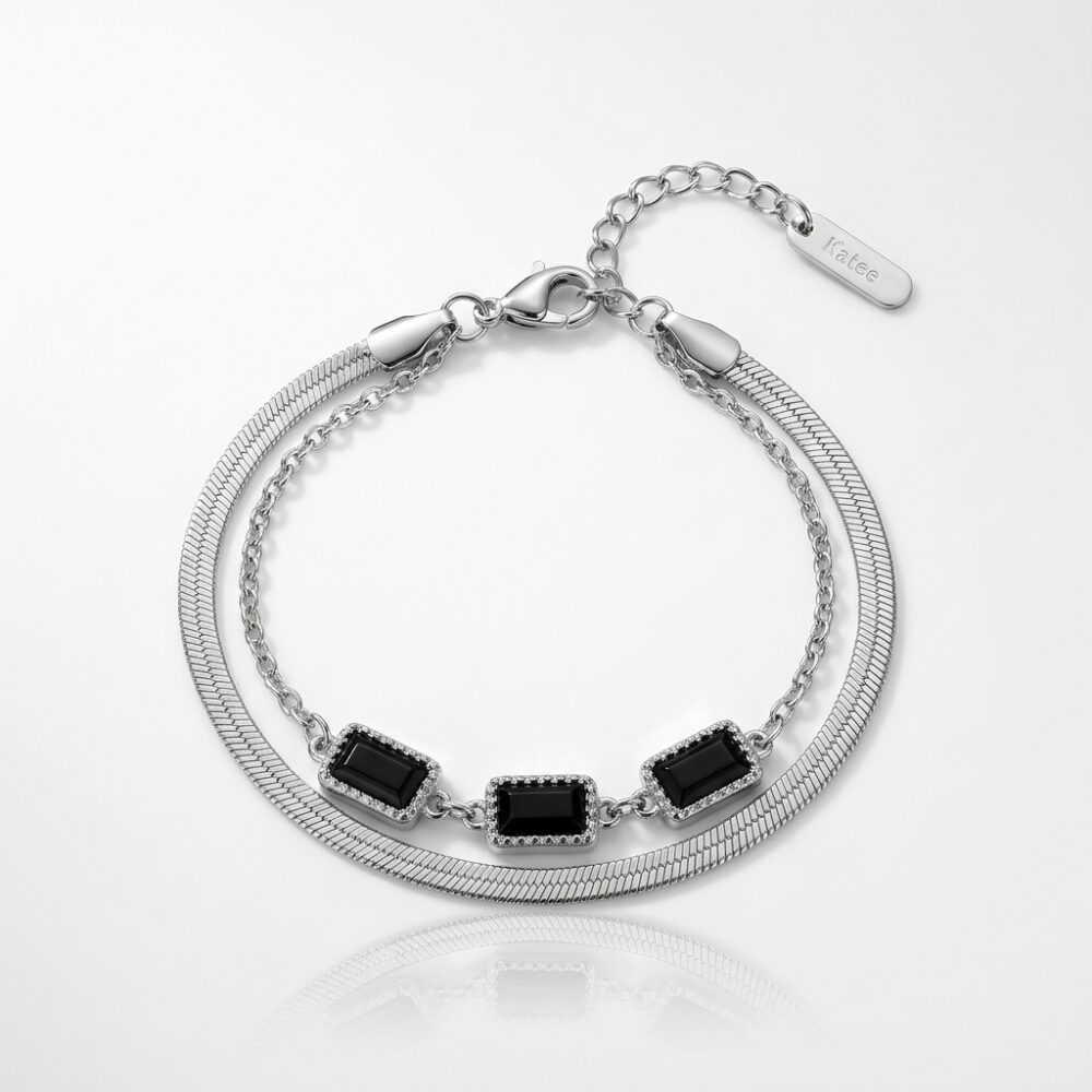 PULSERA ACERO BCO DOBLE CON PIEDRA APUDI630P IAO