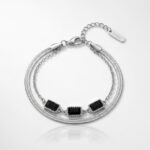 PULSERA ACERO BCO DOBLE CON PIEDRA APUDI630P IAO