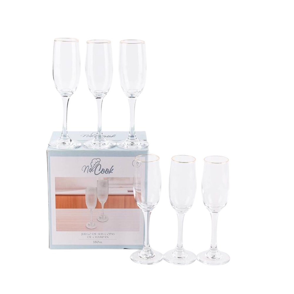 COPA CHAMPAGNE X6 TRANSPARENTE C.BORDE DORADO ART CA6061 IAO