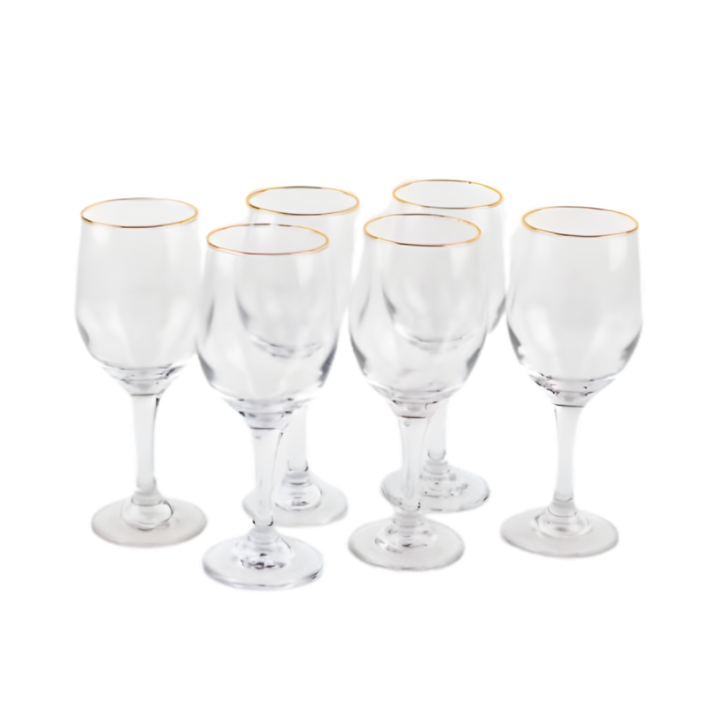 SET COPA VINO TRANSPARENTE C/BORDE DORADO X6 ART CA6081 IAO