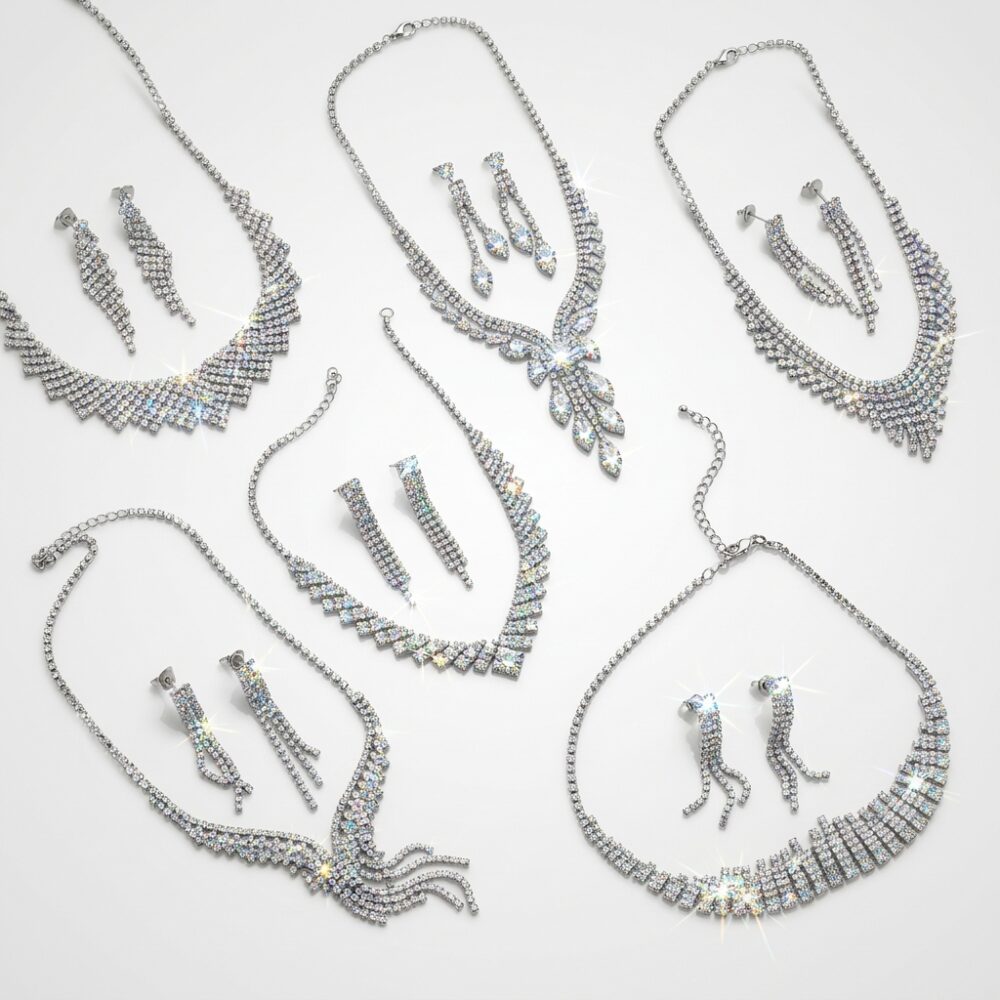 SET DE FANTASIA BAÑO BLCO COLLAR Y AROS C/STRASS SET22P IAO