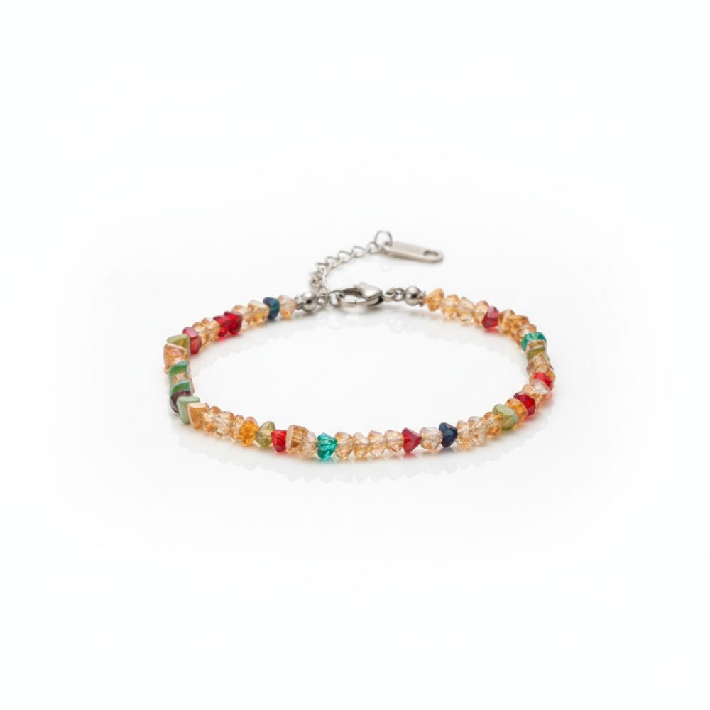 PULSERA TERM ACERO CRISTAL IRREGULAR COL COMB APUHILO217 IAO