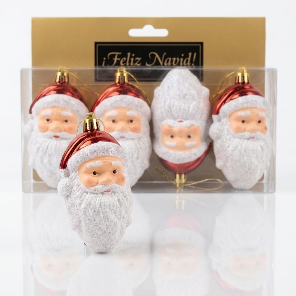 ADORNO NAVIDEÑO SET x4 CARA PAPA NOEL SS1710 NAVI JAO