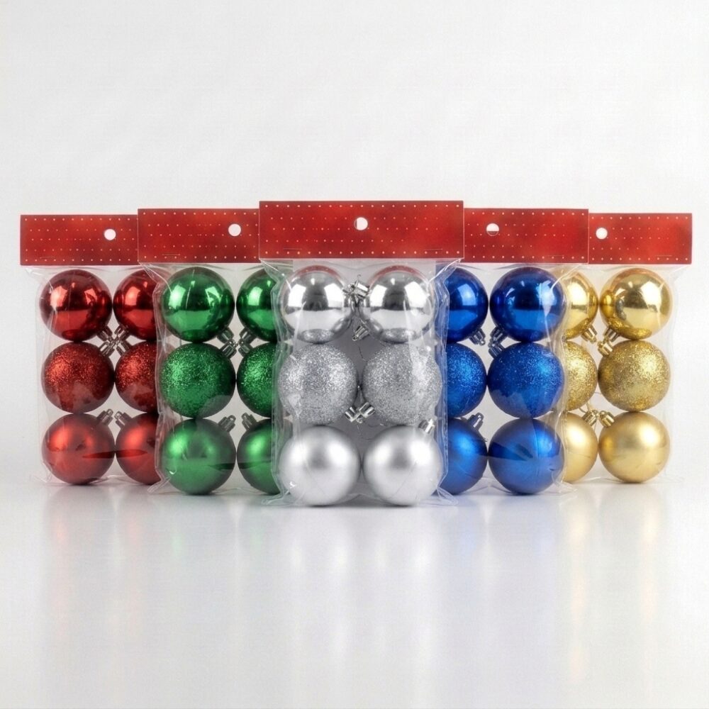 BOLA NAVIDEÑA LABRADA C/BRILLO x6 UND 6CM ART 1060 NAVI JAO